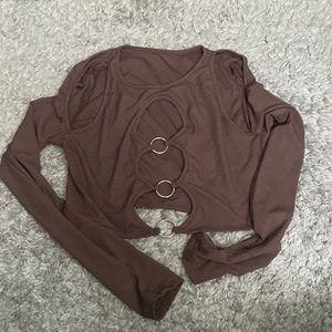 Brown SHEIN cut out going out top